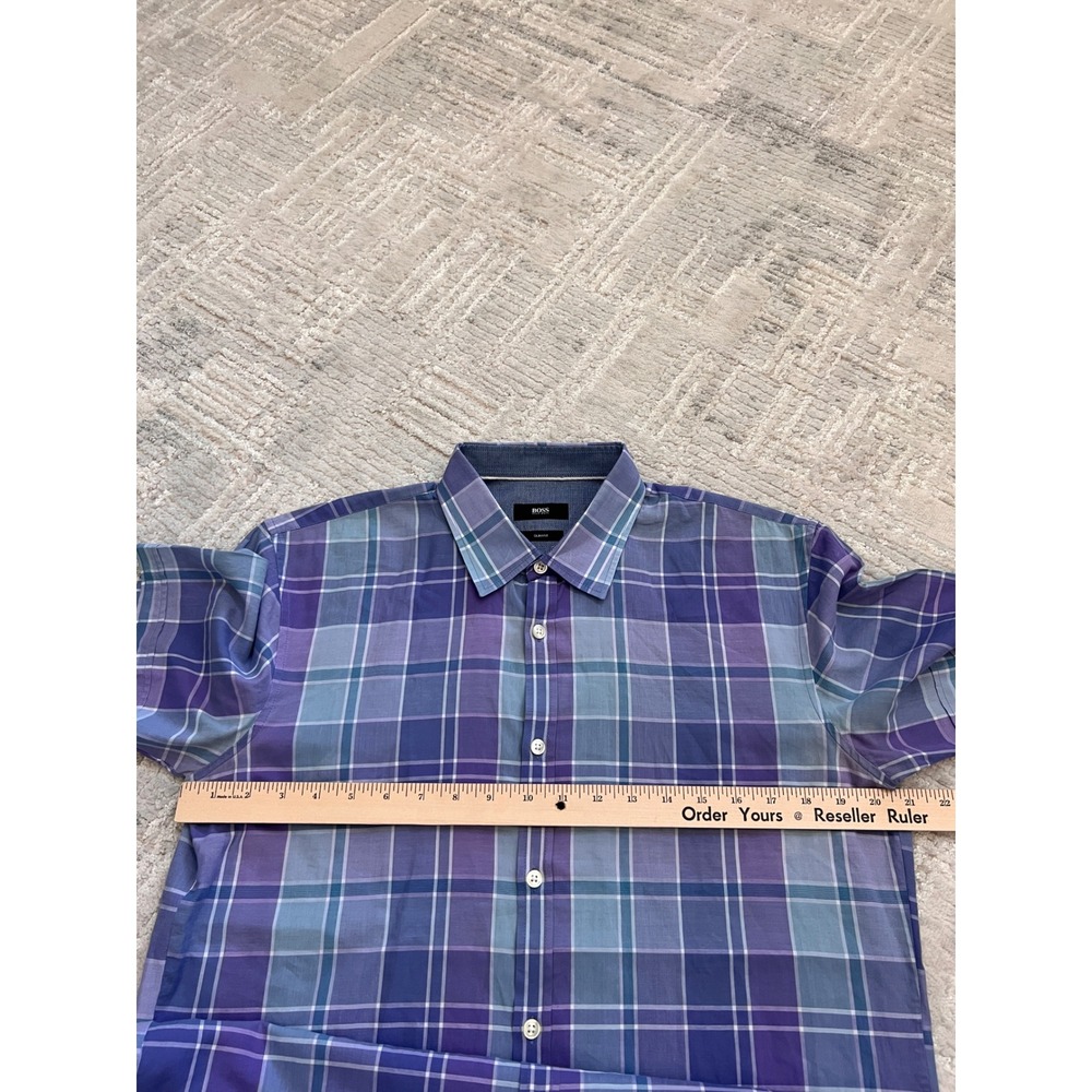 BOSS Hugo Boss Plaid Short Sleeve Button Up Shirt Mens Casual - Picture 6 of 16